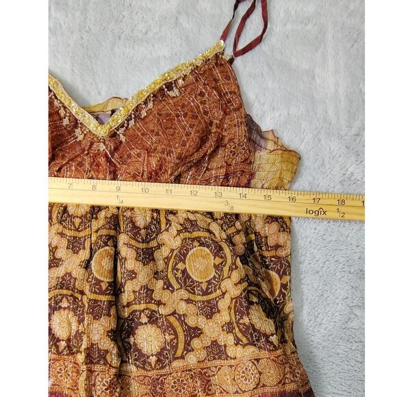 Hale Bob Tank Shirt Halter Womens Size Small Beaded BOHO Paris Silk Vintage - Picture 3 of 9